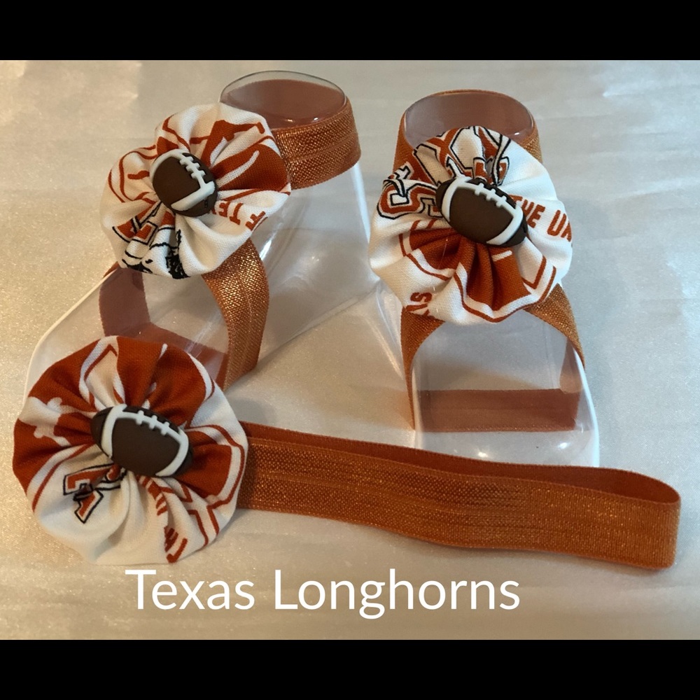 Texas Longhorn Baby Sandals and Headband